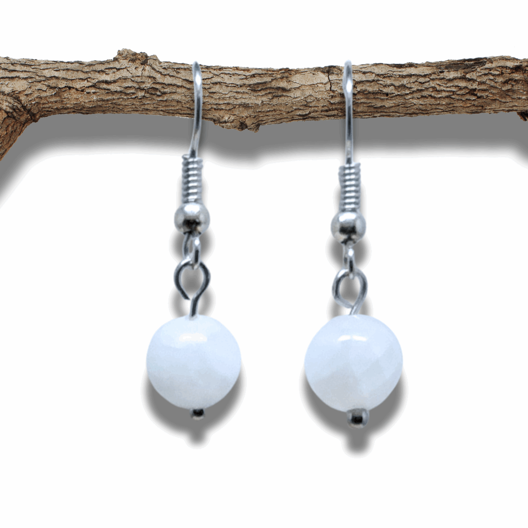 Boucles d'Oreilles en Célestine blanche (BO234) - ENAE Minéraux