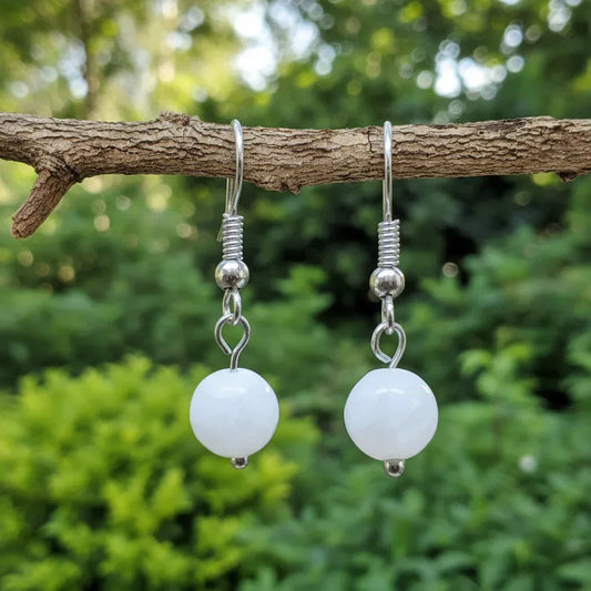 Boucles d'Oreilles en Célestine blanche (BO235)