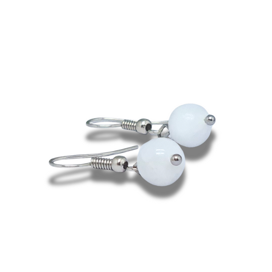 Boucles d'Oreilles en Célestine blanche (BO234) - ENAE Minéraux
