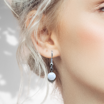 Boucles d'Oreilles en Célestine blanche (BO235) - ENAE Minéraux
