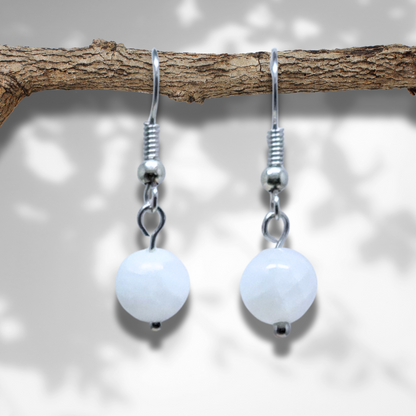 Boucles d'Oreilles en Célestine blanche (BO235) - ENAE Minéraux