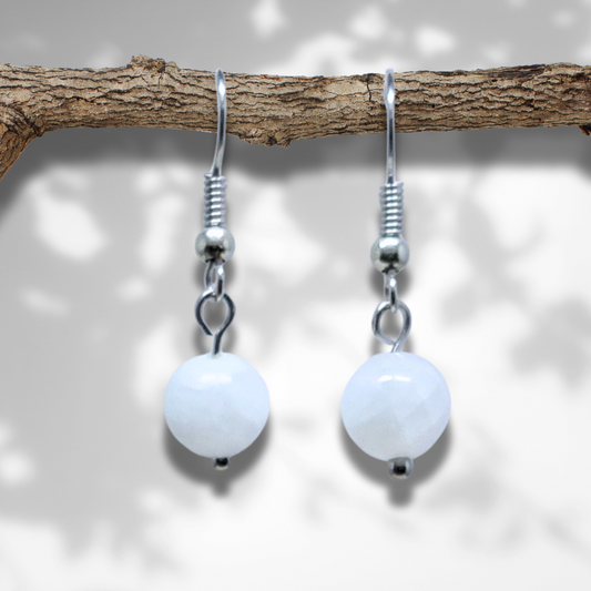 Boucles d'Oreilles en Célestine blanche (BO235) - ENAE Minéraux