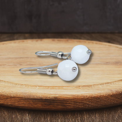 Boucles d'Oreilles en Célestine blanche (BO235) - ENAE Minéraux