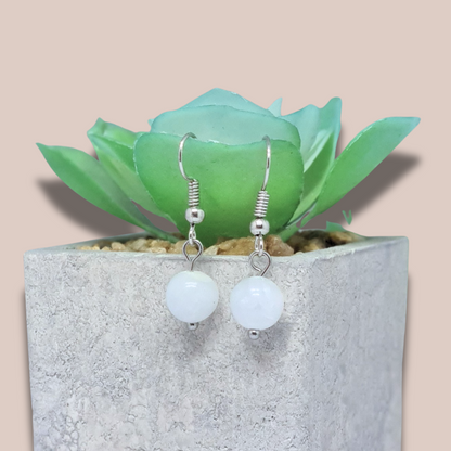 Boucles d'Oreilles en Célestine blanche (BO234)
