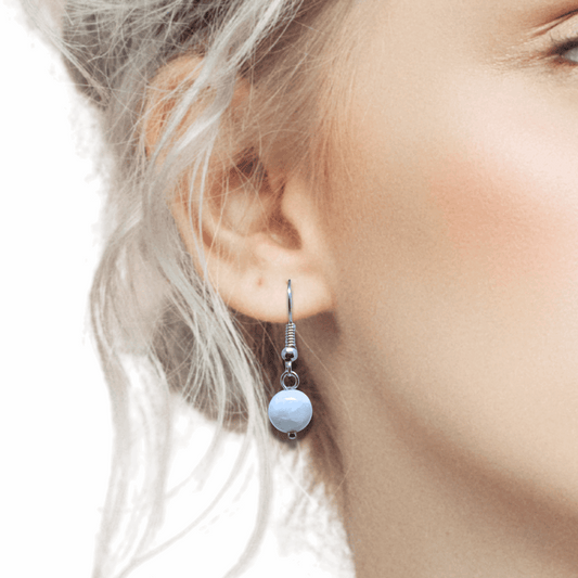Boucles d'Oreilles en Célestine bleue (BO234)