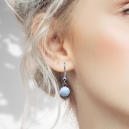 Boucles d'Oreilles en Célestine bleue (BO234) - ENAE Minéraux