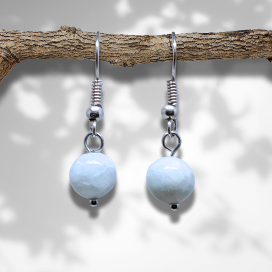 Boucles d'Oreilles en Célestine bleue (BO234) - ENAE Minéraux