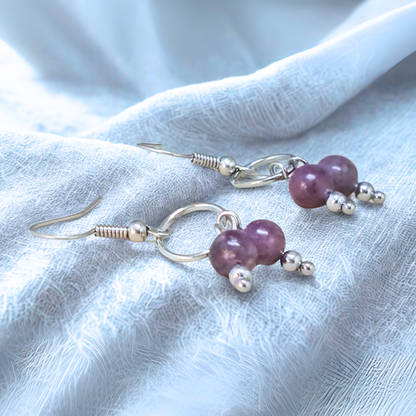 Boucles d'oreilles en Lépidolite (BO236)