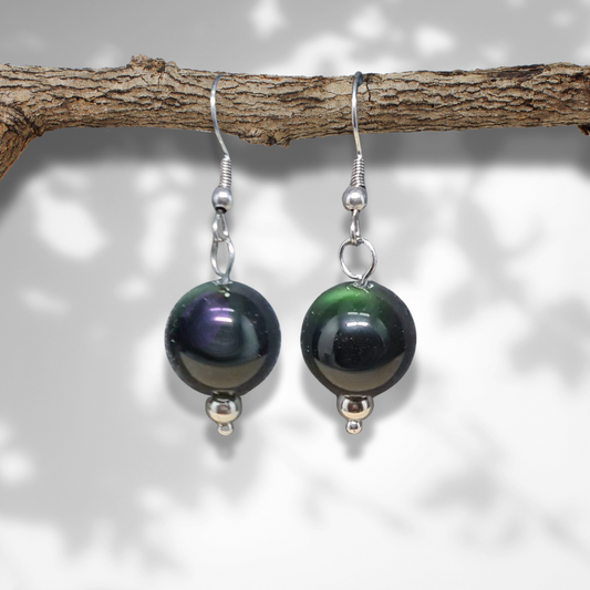 Boucles d'oreilles en Obsidienne Œil Céleste (BO238)