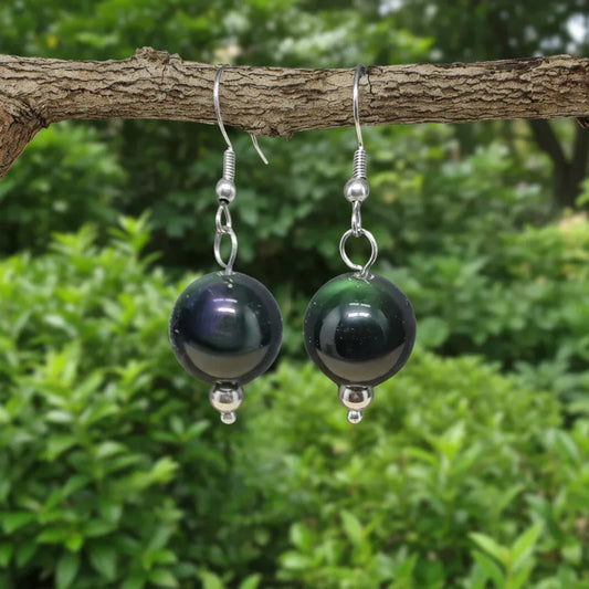 Boucles d'oreilles en Obsidienne Œil Céleste (BO238)