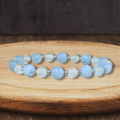 Bracelet en Aigue-Marine et Topaze