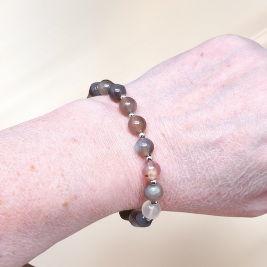 bracelet, calcedoine, lithotherapie, pierre ENAE Mineraux