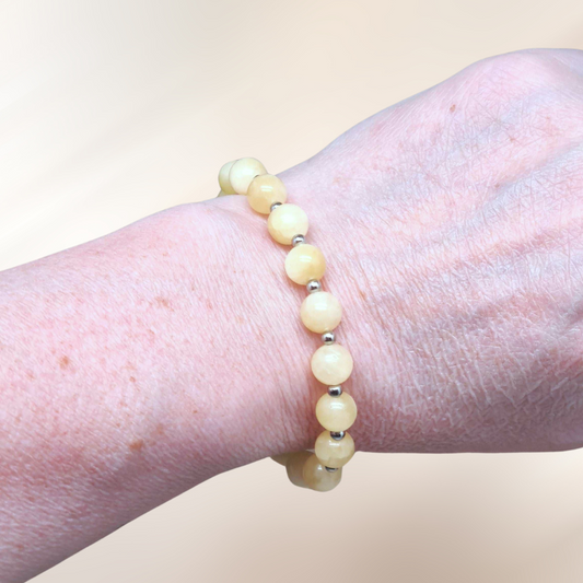 bracelet, calcite jaune, lithotherapie, pierre ENAE Mineraux