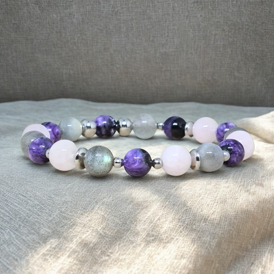 Bracelet en Charoïte, Morganite et Labradorite