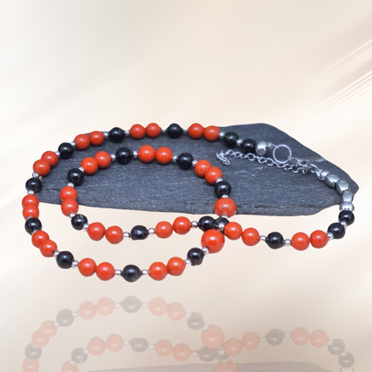 bracelet, collier, hypersthene, jaspe rouge, lithotherapie, pierre ENAE Mineraux