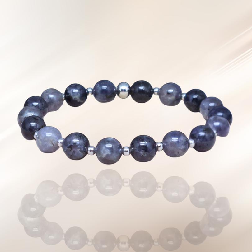 bracelet, cordiérite, iolite, lithotherapie, pierre ENAE Mineraux