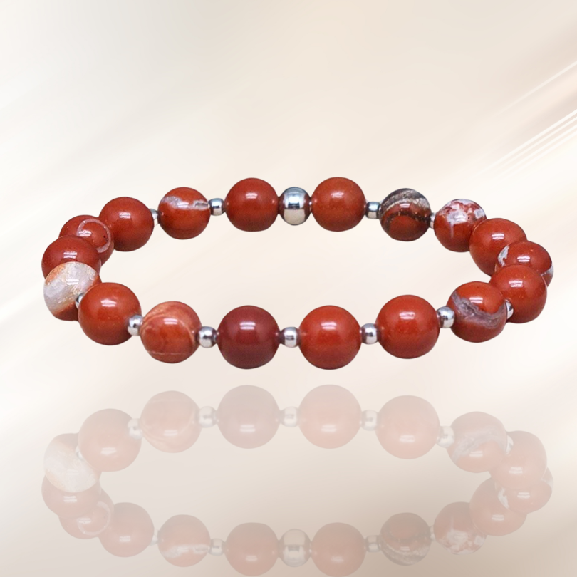 bracelet, jaspe rouge, lithotherapie, pierre ENAE Mineraux