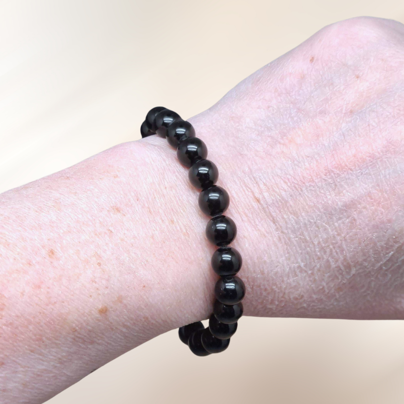 bracelet, lithotherapie, obsidienne noire, pierre ENAE Mineraux