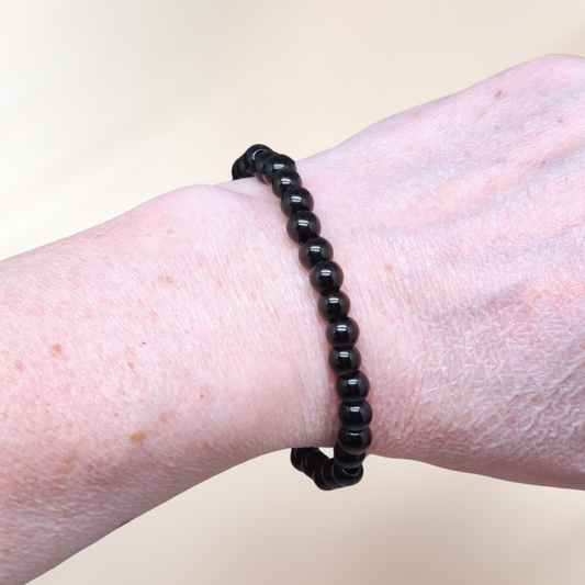 bracelet, lithotherapie, obsidienne noire, pierre ENAE Mineraux