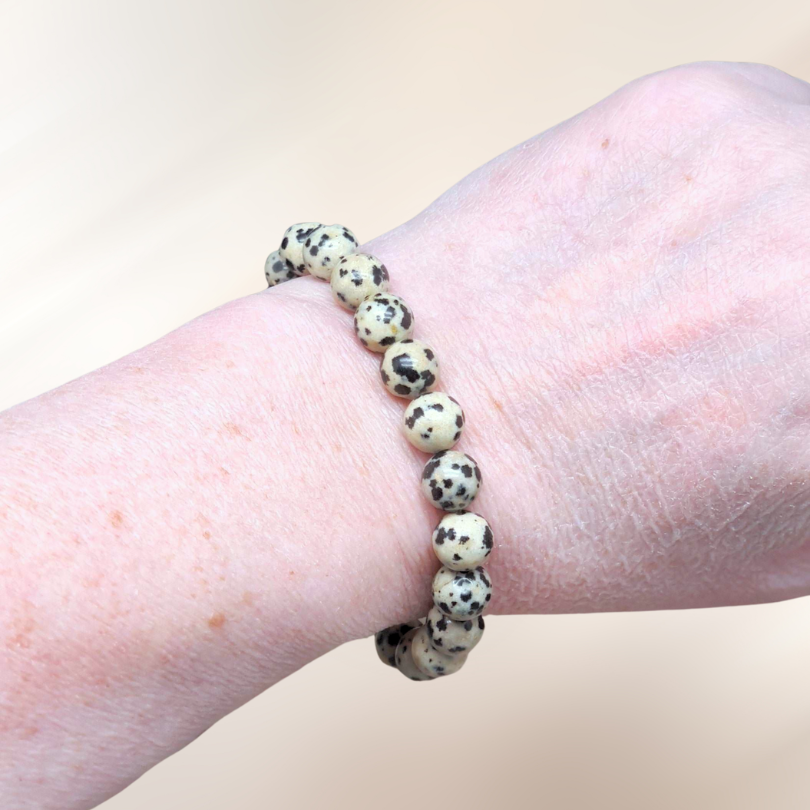 bracelet, lithotherapie, pierre dalmate ENAE Mineraux