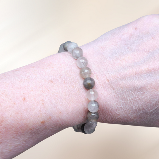 bracelet, lithotherapie, pierre, quartz gris ENAE Mineraux
