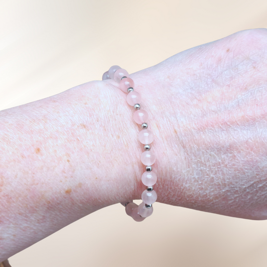 bracelet, lithotherapie, pierre, quartz rose ENAE Mineraux
