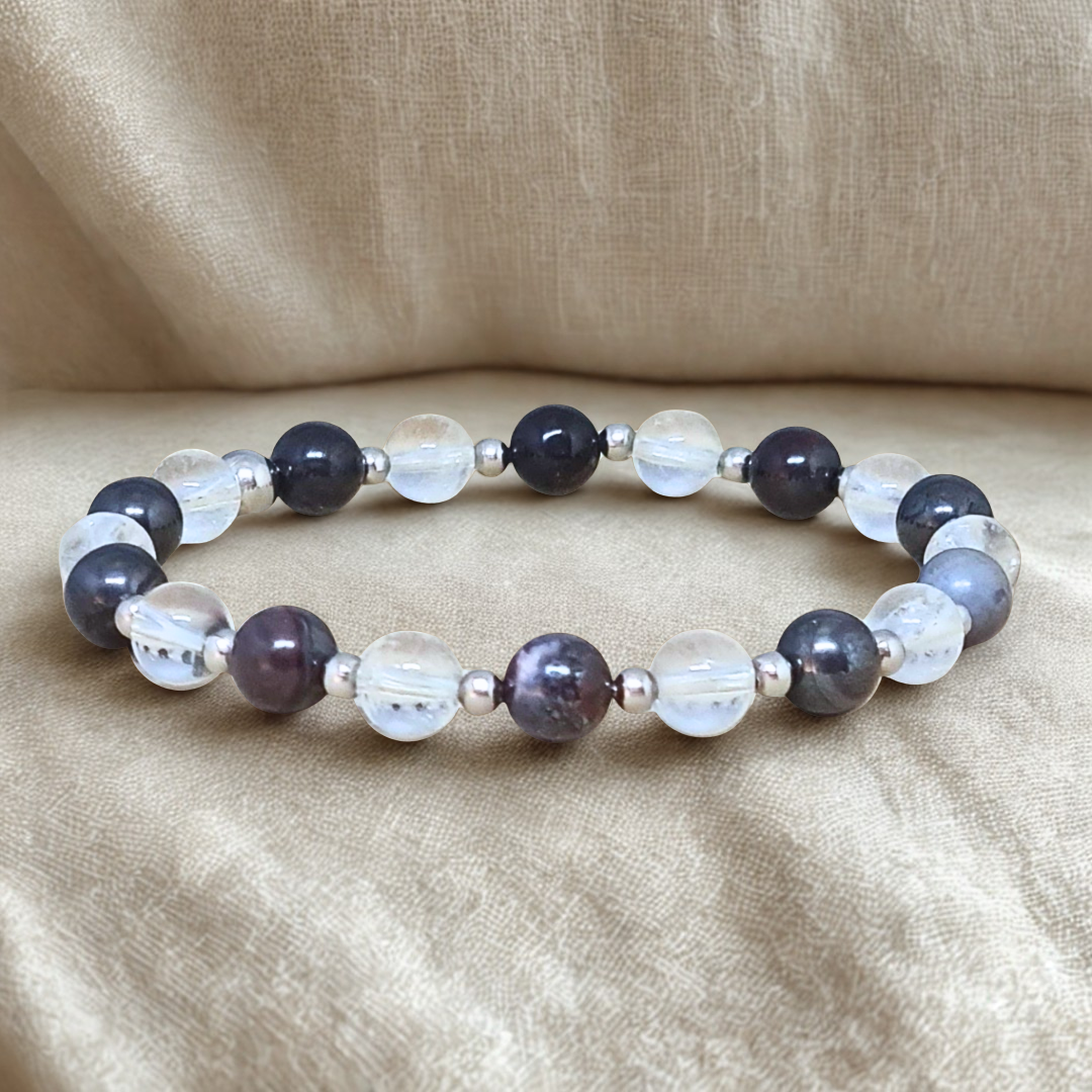 Bracelet en Sugilite et Cristal de Roche
