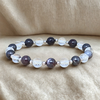 Bracelet en Sugilite et Cristal de Roche