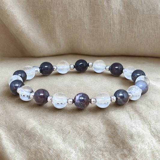 Bracelet en Sugilite et Cristal de Roche
