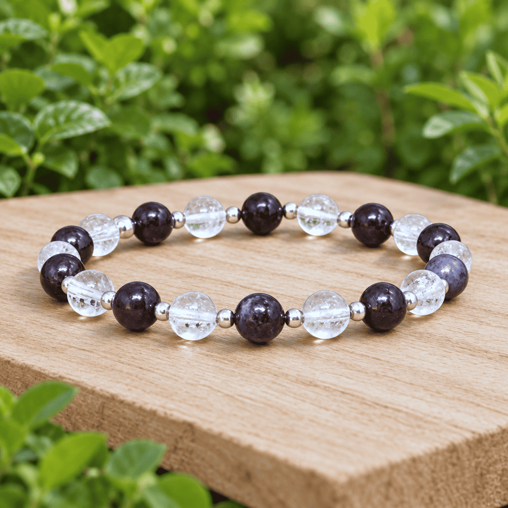 Bracelet en Sugilite et Cristal de Roche - 15
