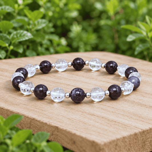 Bracelet en Sugilite et Cristal de Roche - 15