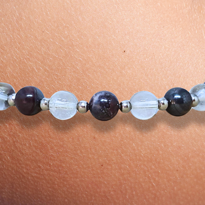 Bracelet en Sugilite et Cristal de Roche