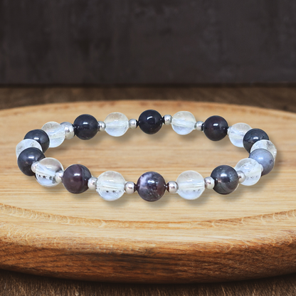 Bracelet en Sugilite et Cristal de Roche