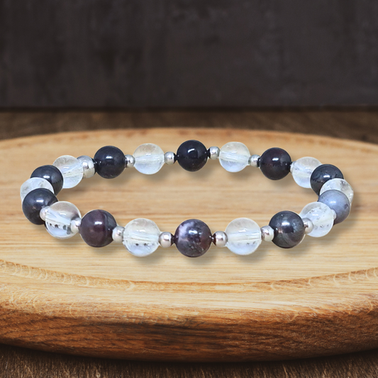 Bracelet en Sugilite et Cristal de Roche