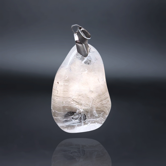 cristal de roche, lithotherapie, pendentif, pierre ENAE Mineraux