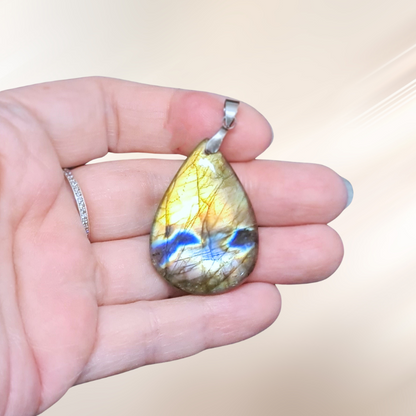 labradorite, lithotherapie, pendentif, pierre ENAE Mineraux