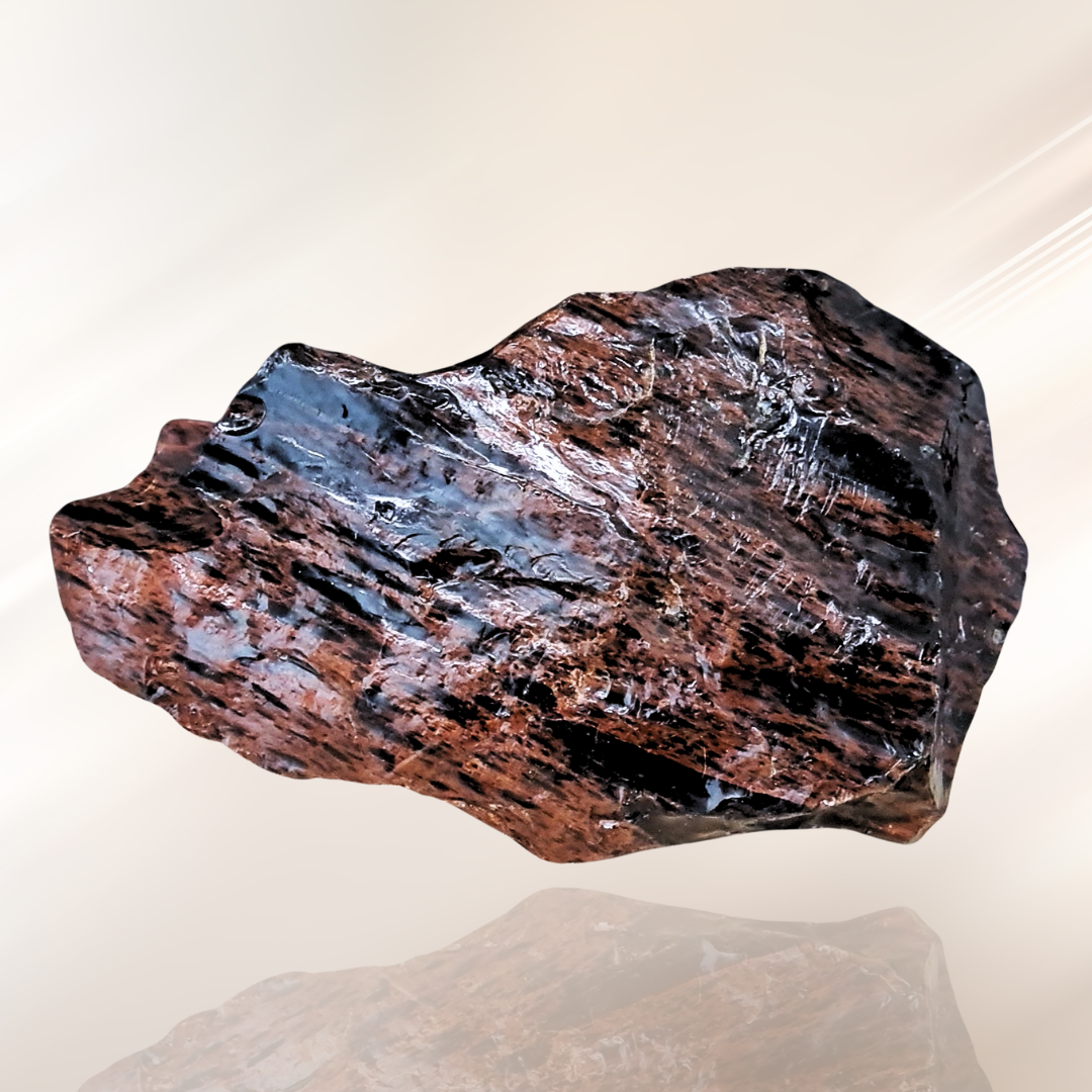 lithotherapie, obsidienne acajou, pierre brute ENAE Mineraux