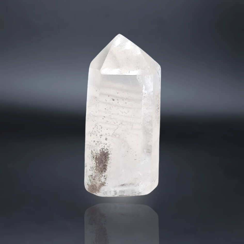 lithotherapie, pierre, pointe polie, quartz lodolite ENAE Mineraux