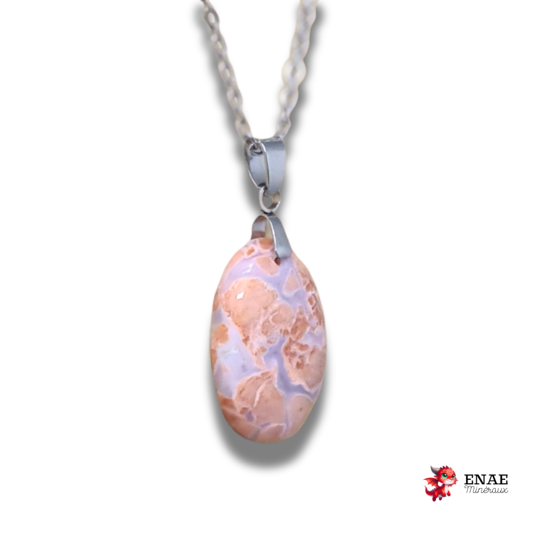 Pendentif en Agate Cotton Candy ou Rosetta (PE2051)
