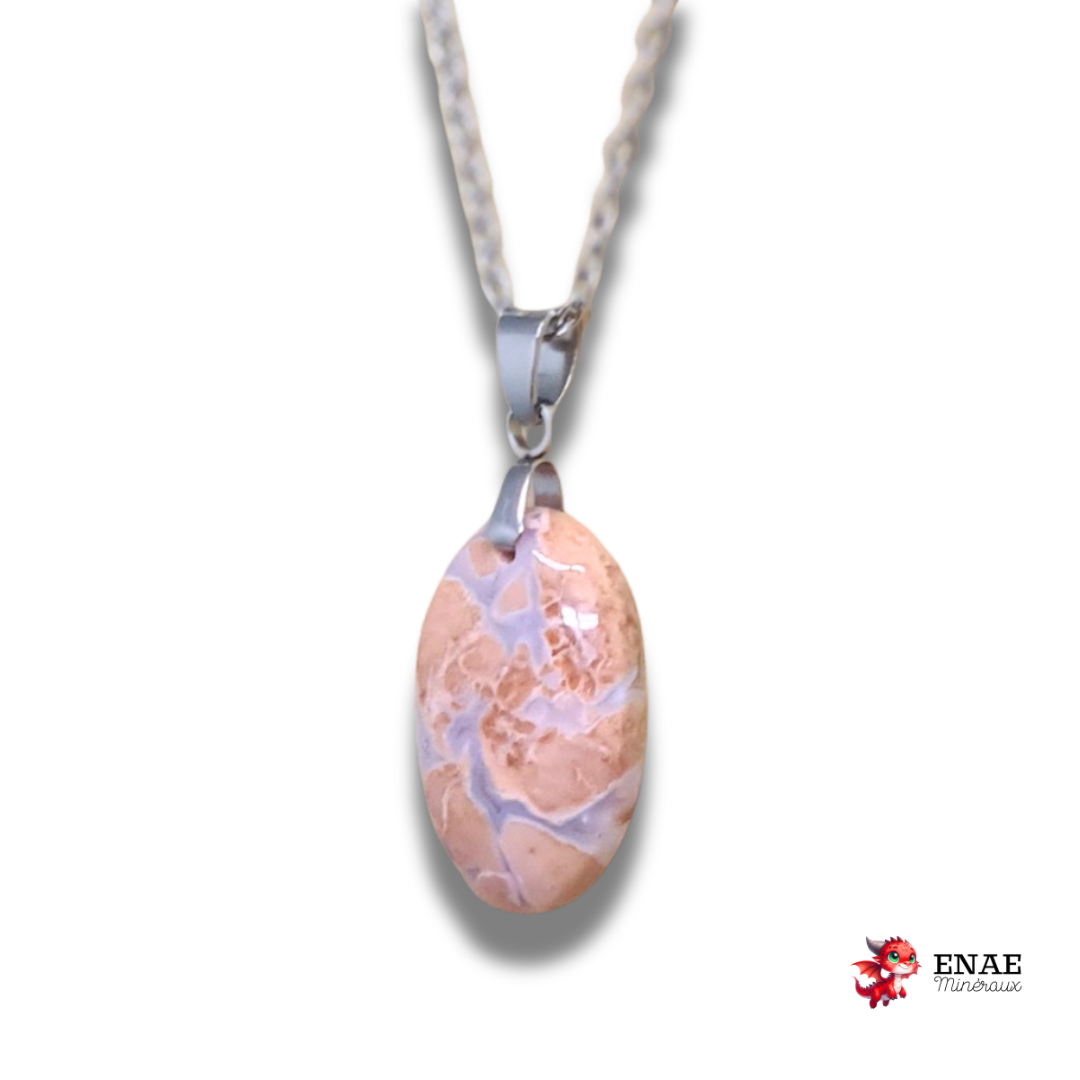 Pendentif en Agate Cotton Candy ou Rosetta (PE2051)