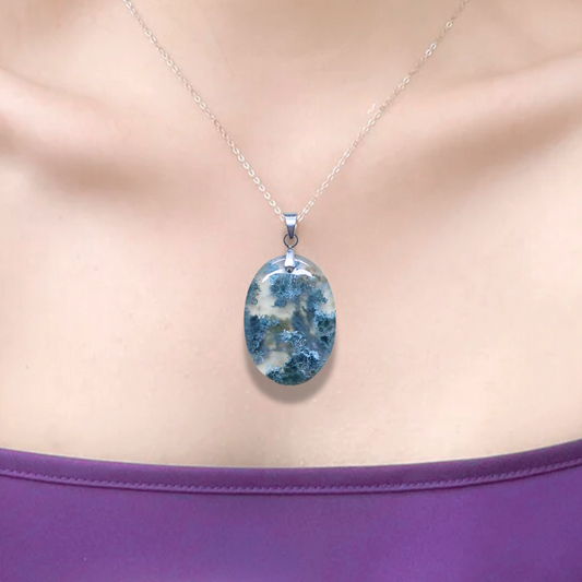 Pendentif en Agate mousse (PE2095) - ENAE Minéraux