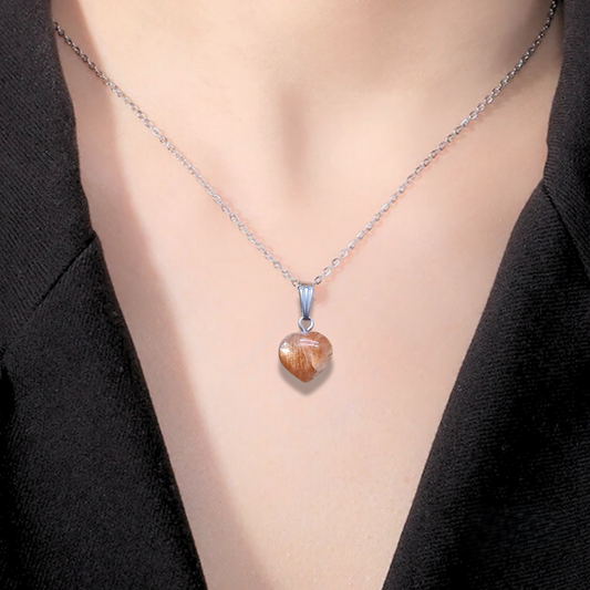 Pendentif cœur en Pierre de Soleil (PE2082-1) - ENAE Minéraux