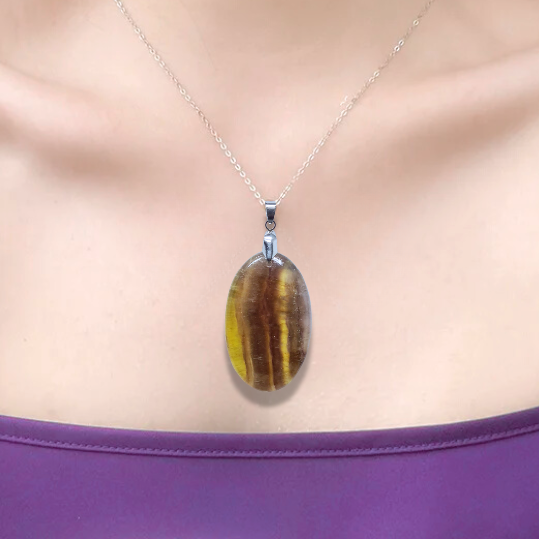 Pendentif en Fluorite jaune et arc-en-ciel (PE2088) - ENAE Minéraux