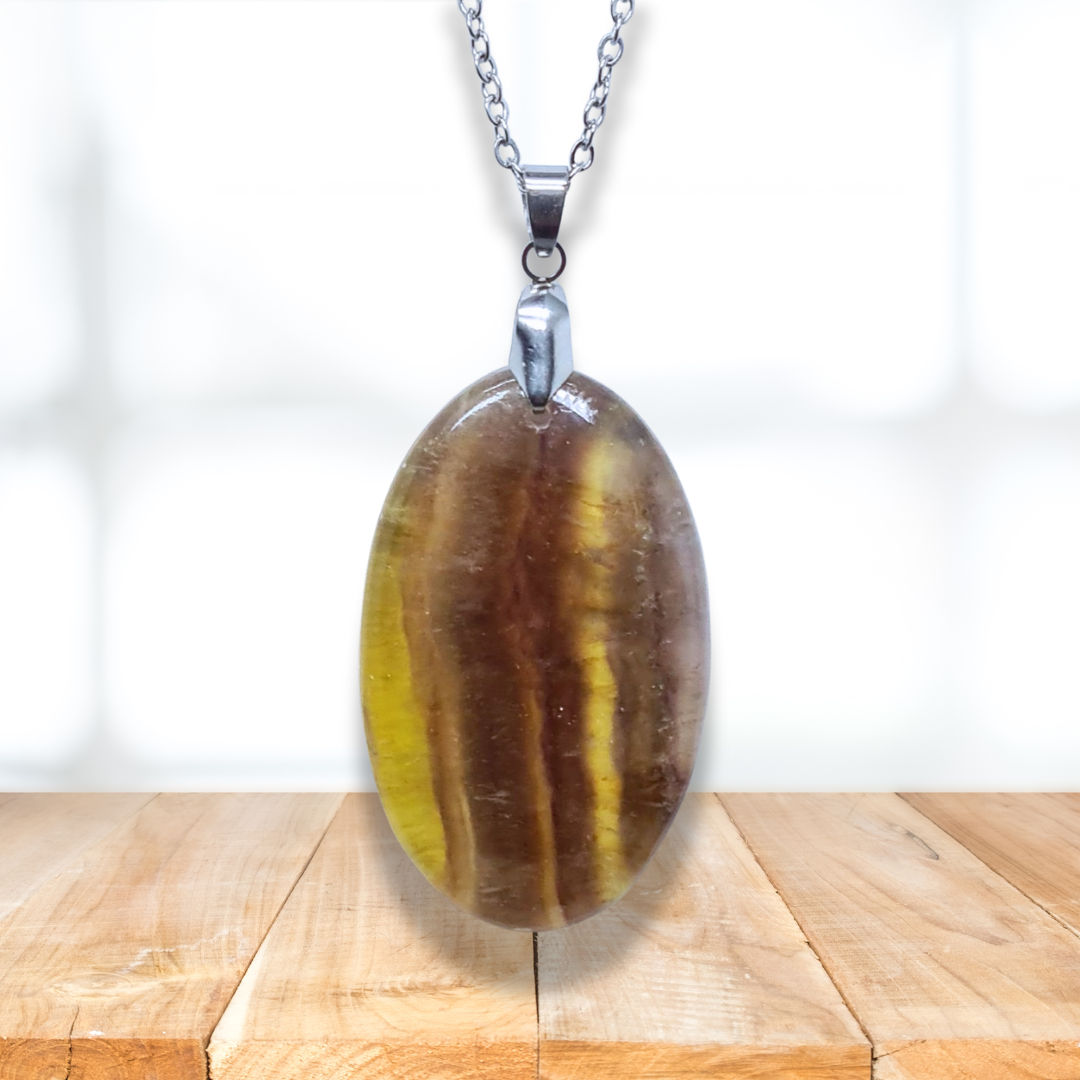Pendentif en Fluorite jaune et arc-en-ciel (PE2088) - ENAE Minéraux