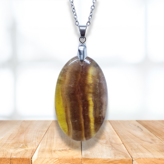 Pendentif en Fluorite jaune et arc-en-ciel (PE2088)
