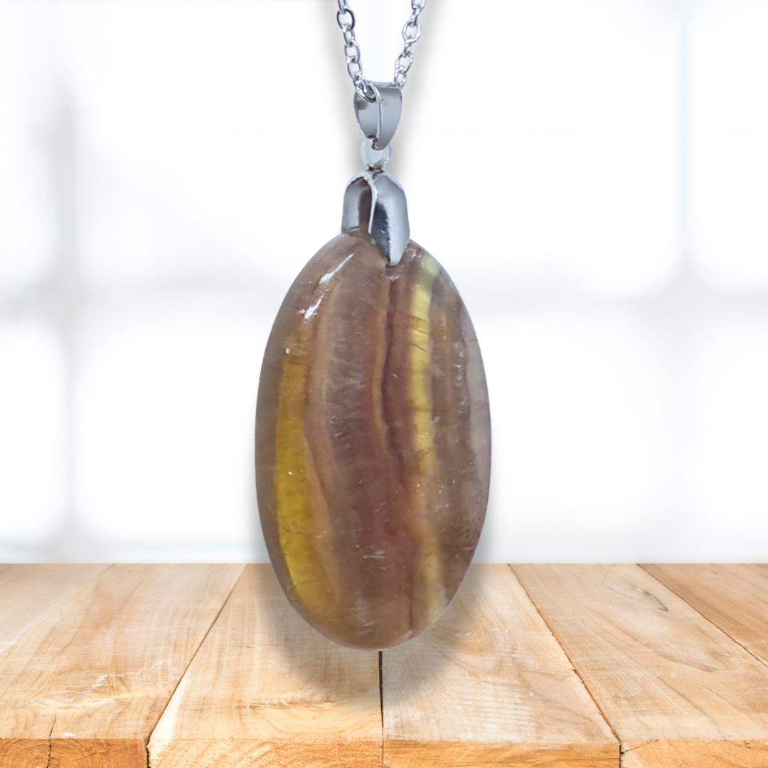 Pendentif en Fluorite jaune et arc-en-ciel (PE2088) - ENAE Minéraux