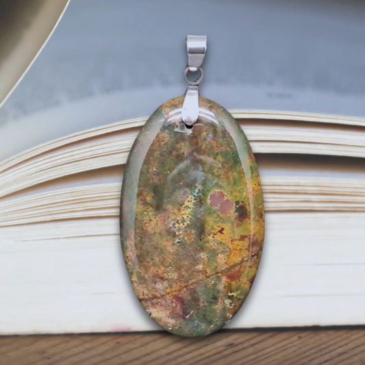 Pendentif en Jaspe Héliotrope (PE1498)