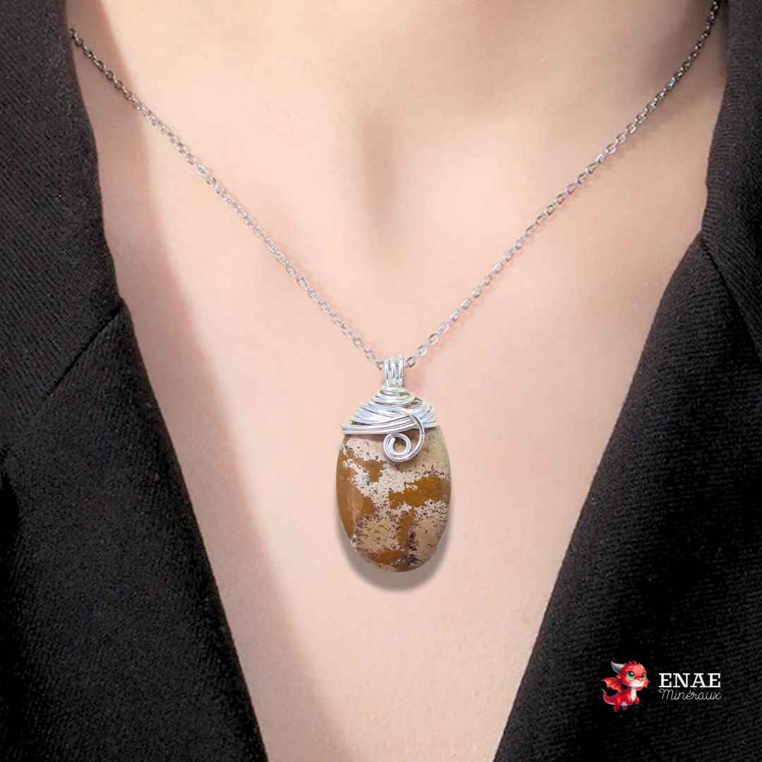 Pendentif en Jaspe paysage (PE1910)