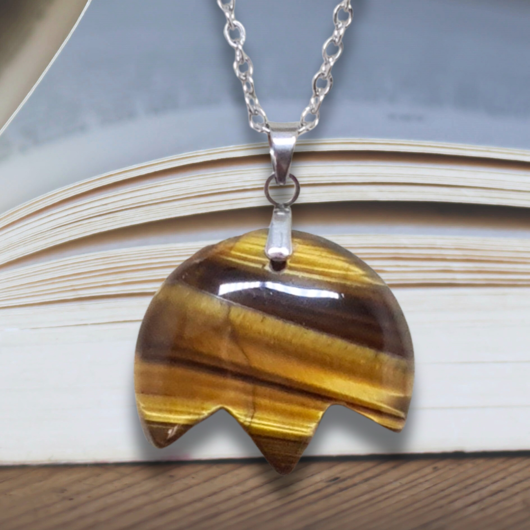 Pendentif tulipe en Œil de Tigre (PE1615-3)