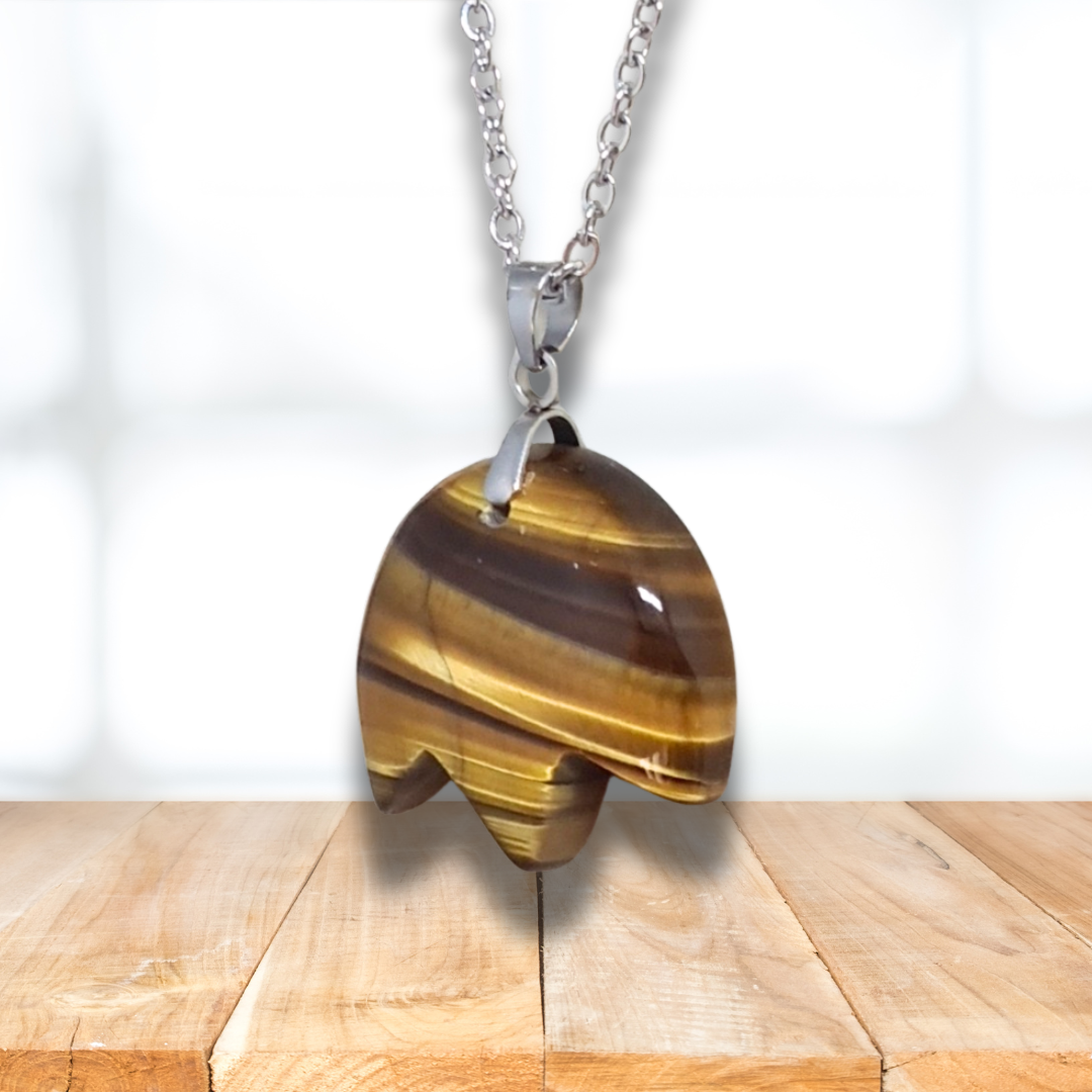 Pendentif tulipe en Œil de Tigre (PE1615-3)